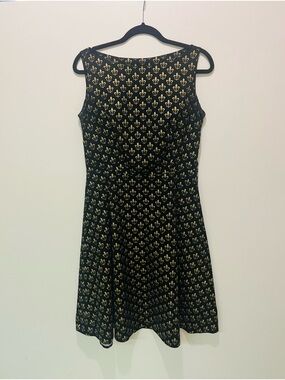 Black and Gold Fleur-de-Lis Sleeveless A-Line Dress